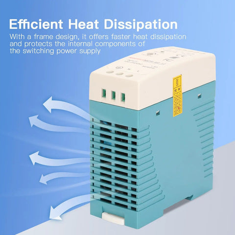 Compact 15W 24V DC DIN Rail Power Supply With AC To DC Input 100 240V 50 60Hz Slim, vented industrial unit for control cabinets