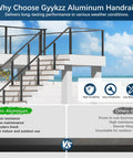 Heavy Duty 10 Ft Black Aluminum Handrails 4 Pack Slick Rectangular Flat Top Rails For Deck Stairs And Cable Railing Systems Weatherproof view of outdoor aluminum handrail with modern design.