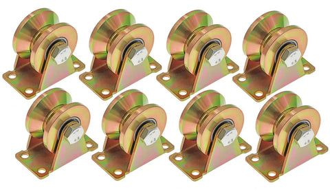 8 Pack V Groove Gate Caster Wheels 2 Inch Sliding Gate Wheel Beefy Built For Rolling Gates And Sawmills 5000 Lb Total Load Capacity Zinc Galvanized 45 Steel Bracket Smooth Rolling