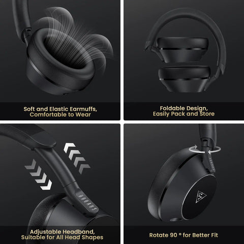 Over Ear Studio Monitor Headphones For Recording And Mixing, Closed Back, 50mm Drivers, Adjustable Foldable Design