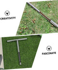Stainless Steel T Handle Soil Sampler Probe Tool For Lawn Garden Agriculture And Golf Course Maintenance shown on grass