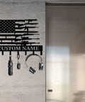 Personalized Black Iron Gun Hook Wall Key Rack And Coat Hanger Heavy Duty Cast Iron Wall Decor With Custom Name