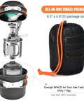 8 Piece Camping Cookware Mess Kit With Mini Backpack Stove All In One Nonstick Pots Stainless Spork Foldable Mug with Carry Bag