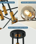 Details of 6 Light Glass Globe Sputnik Chandelier With Dope Matte Black And Gold Finish Modern Ceiling Fixture