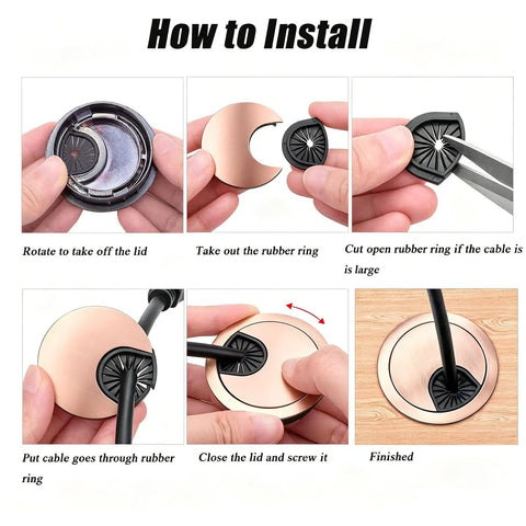 How to install Premium Red Bronze Desk Grommet Covers 3 Inch For Neat Cable Management Durable Zinc Alloy Hole Protection Smooth Finish Office Upgrade