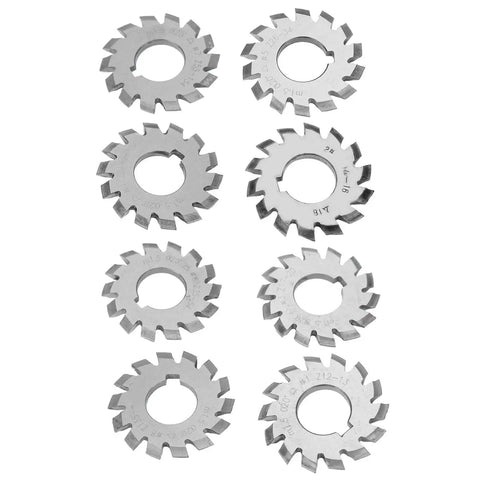 Pro Grade High Speed Steel Gear Cutter Set For Gear Milling 20 Degree Cutting Tool For Machine Shops 8 Pieces Industrial Quality
