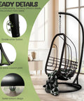 Heavy Duty Hammock Chair Stand 300 Lb Capacity For Indoor Outdoor Use Egg Chair Frame With 360 Degree Rotation
