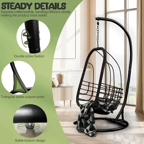 Heavy Duty Hammock Chair Stand 300 Lb Capacity For Indoor Outdoor Use Egg Chair Frame With 360 Degree Rotation