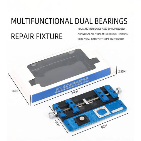 Aluminum Alloy Motherboard Repair Fixture Adjustable Multifunctional PCB Fixing Holder with dimensions in packaging