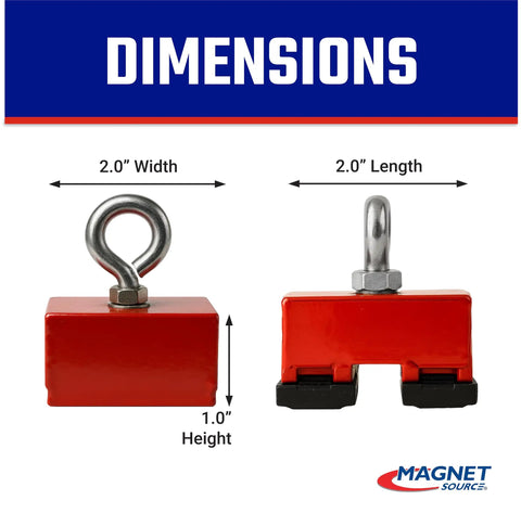 Ceramic Fishing Magnet With Eyebolt For Retrieval And Salvage, Heavy Duty 100 Lb Pull Force Magnetic Pickup Tool dimensions