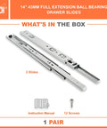 Heavy Duty Full Extension Drawer Slides With Ball Bearing 14 Inch Side Mount Rails Auto Lock Smooth Silent Glides