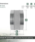 10 Inch Flexible Duct Connector For HVAC Vibration Reduction And Easy Inline Fit Heavy Duty Female To Male Duct Connection Galvanized Steel Ducting Noise Dampening Coupler For Dust Collection And Secure Joint, showing dimensions.