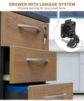 Lock Up Your Stash With This Heavy Duty Alloy Steel Drawer Lock 2 Pack Featuring Keyed Different Cylinders Built Tough For Quick Cabinet Security Install Black on drawer with keys visible.