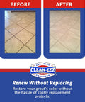 Before and after results using Grout And Tile Cleaner With Handheld Brush, 32 Oz Heavy Duty Stain Remover, on tiled surface.