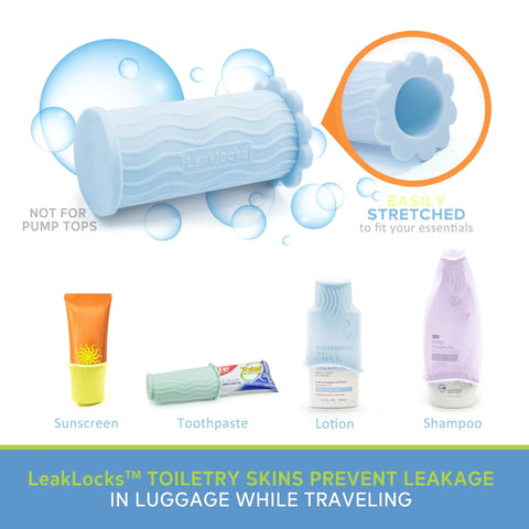 Elastic Toiletry Sleeve Set Keeps Liquids From Leaking In Luggage, Leak Proof Travel Bottle Covers For Standard And Travel Sized Toiletries