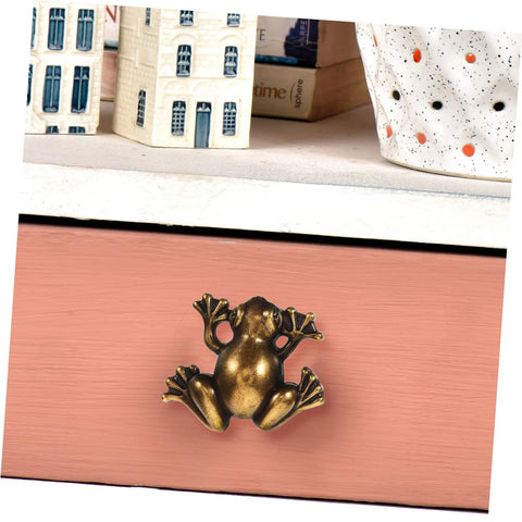 Frog Shape Pull Handles 2 Pack Vintage Style Metal Cabinet Drawer Pulls For Wardrobe Dresser And Kids Room Hardware on pink drawer