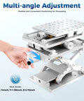 3 Axis Moving Workbench With 3D Positioning Table Aluminum Alloy Engraving Machine shown in silver with adjustable platform