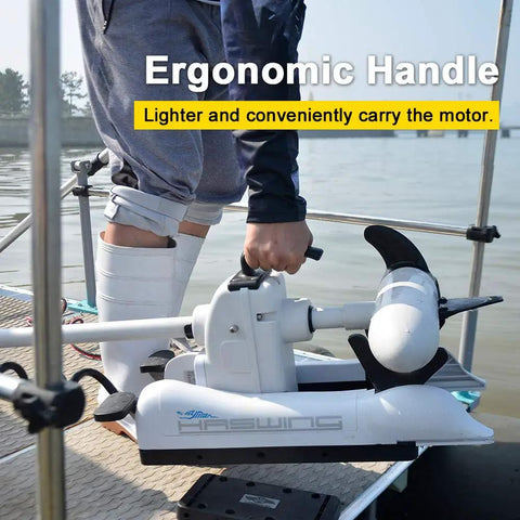 Heavy Duty Bow Mount Trolling Motor 80 Lbs Thrust 54 Inch Shaft 24V with ergonomic handle for convenient carrying.