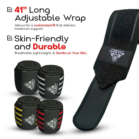 41 Inch Elbow Wraps For Weightlifting For Lifters Pair With Stretchable Breathable Compression Strap For Bench Press And Powerlifting Supports Elbow Joint Stability During Presses For Men Black.