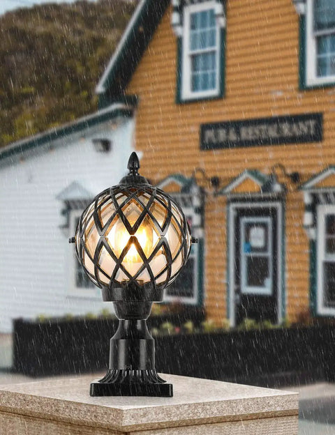 Dope Outdoor Post Light Fixture With Clear Glass Shade Black Finish IP65 Waterproof Exterior Pillar Lantern E26 Bulb