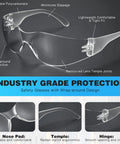 Clear And Grey Safety Glasses Set For Work Lab And Construction ANSI Z87.1 Rated Scratch And Impact Resistant Wraparound Eyewear