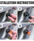 Orange Alloy Valve Stem Caps 5 Pack Corrosion Resistant And Leak Proof For Car Truck Bike Motorcycle Universal Fit step-by-step