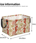 Premium Rectangular Storage Basket For Home Organization Waterproof Fabric Bin With Bold Print Design dimensions showing 9.8x15 inches.