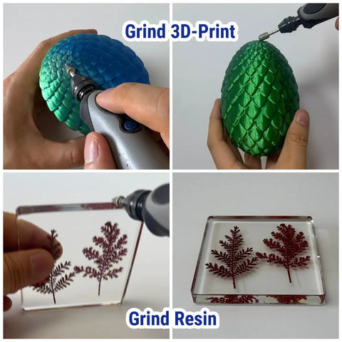 Using 20 Pieces 60 Grit Diamond Grinder Bits Set With 10 Head Shapes For Dremel Rotary Tool on resin and 3D prints