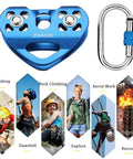 Zipline Pulley System With 30KN Double Tandem Trolley And 25KN Carabiner For Quarter Inch Five Sixteenths Inch Three Eighths Inch And Half Inch Cable Built Tough Outdoor Rescue Gear CE Certified, shown with different adventure scenarios.