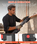 Man using Straight Up Knockout Cordless Pro Press Copper Crimper Tool featuring brushless motor on copper piping.