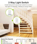 3 Way Smart Light Switch In Wall On Off With Alexa And Google Assistant Voice Control App Remote Scheduling Timers Manual Toggle Hands Free For Living Room Bedroom Hallway White 4 Pack with staircase and wiring diagram