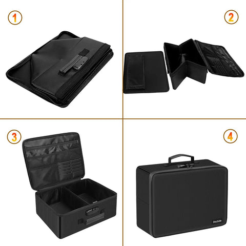 Fireproof Photo Storage Box With Lock 16 Inner 4x6 Photo Cases Water Resistant Collapsible Organizer With Durable Zipper