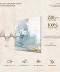Six Pack Art Acoustic Panels 72 By 48 Inches Large Self Adhesive Soundproof Wall Panels for Recording Studio and Living Room Decor Decorative Sound Absorbing Wall Art Panels Lake Of The Sky, showing detailed texture and noise reduction chart