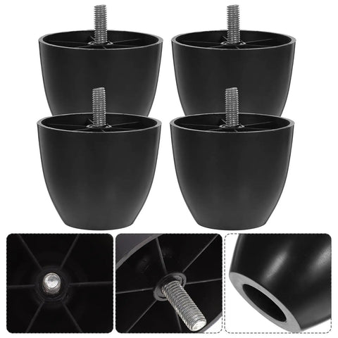 Durable Black Plastic Furniture Legs For Chairs And Sofas Easy Screw On Replacement Feet With Adjustable Height Protective