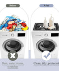 Comparison of washer with and without 2 Pack Black Washer And Dryer Top Covers Non Slip Dustproof Pads 26.5 Inch Quick Dry Absorbent Mat
