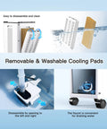 Portable Windowless Air Conditioner 3 In 1 Swamp Cooler with removable washable cooling pads and draining faucet detail