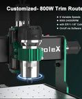Beefy 3060 Evo Max CNC Router With All Metal XYZ Axis and 800W Trimmer Router shown in close-up, highlighting router attachments.