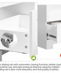 Instant Upgraded Vibes With This 24 Inch Bathroom Vanity Featuring A Built In Ceramic Sink Two Smooth Doors And One Spacious Drawer For Hassle Free Storage Modern White Cabinetry slide rail close-up showing automatic function and sturdy construction.