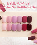 Rose Coast Gel Nail Polish Set With LED Light And Strips, 6 Color 15ml Bottles, Matte And Glossy Finishes on display.