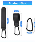 Product size chart for 4 Pack Premium Non Slip Stroller Hooks With Adjustable Carabiner Clips for Diaper Bags Purses and Groceries