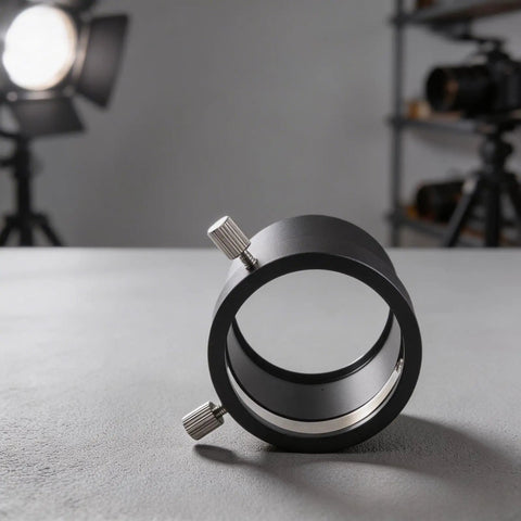 2 Inch Telescope Adapter For C Series And 8SE, Aluminum Alloy Build For C5 C6 C8 C9.25 C11 C14 With 2 Inch Diagonal Mirror And Eyepiece Compatibility, Black on table.