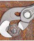RAP Tools Raptor Pliers 87 41 250 Pro Grade Pliers For Tradesmen gripping a rusty bolt, showing precision jaws and firm grip