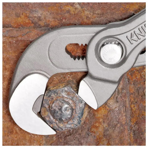 RAP Tools Raptor Pliers 87 41 250 Pro Grade Pliers For Tradesmen gripping a rusty bolt, showing precision jaws and firm grip