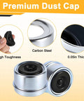 AIUWIZO 1.98-inch trailer axle dust cap cup, carbon steel with chrome finish, 4-pack with rubber plugs