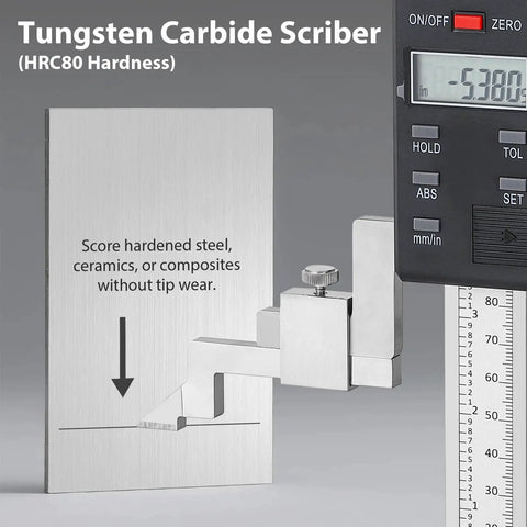 Digital Height Gauge Pro Grade With 0.01mm Resolution And 0.02mm Tolerance In ABS And INC Modes 12 Inch Range Heavy Duty Cast Iron Base For Rock Solid Machining And Quality Control next to tungsten carbide scriber