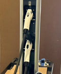 Level 2 Dual Port 240V 30A Wall Mount EV Charger for home or business, front view, with cables and control panel visible.