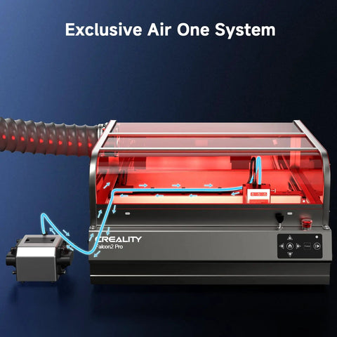 Falcon2 Pro 22W Enclosed Laser Engraver With Air Assist And HD Camera Positioning, Auto Fan, Class 1 Safety in red casing