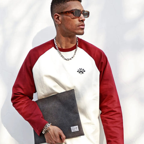 Heavy Duty Canvas Document Organizer Portfolio Featuring Secure Ykk Zipper And Built Tough Construction, held by a man in casual attire.