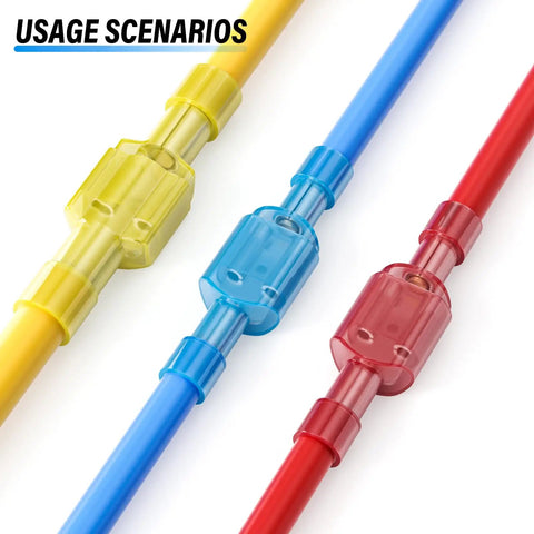 Nylon Spade Electrical Connectors Kit 60 Pieces Heavy Duty Copper Crimp Terminals For Car Audio Marine House Projects Anti Corrosion Visual Inspection Translucent Shells Easy Wire Work Fix, yellow blue red