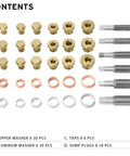BILITOOLS 84-piece oil pan drain plug thread repair kit, M13–M22, includes copper and aluminum washers, taps, plugs